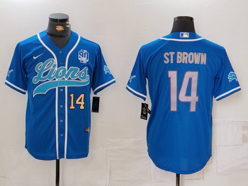 Men Detroit Lions #14 St brown Blue Second generation joint name 2024 Nike Limited NFL Jersey style 4